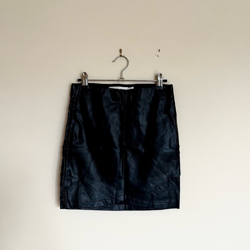 Black leather miniskirt